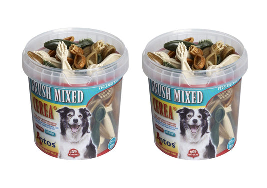 Antos Mixed Brushes Vegetable Based Dog Chews - 2 Tubs of 50 Chews (100 chews in total)